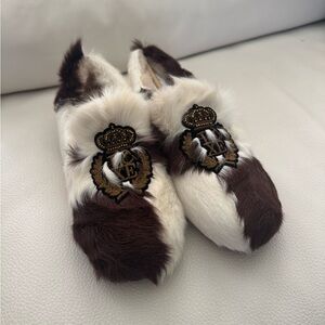 Australia Luxe Collective Brown and White Fur slippers size 8